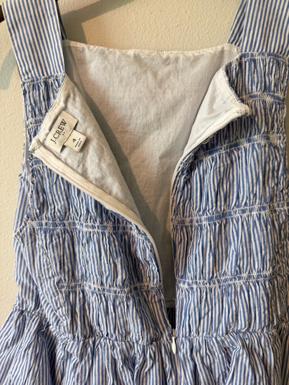 NWOT JCrew Smocked Striped Peplum Tank Top (Size 4) - Picture 4 of 4